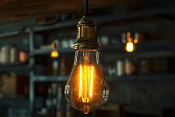 Wall Mural - Antique Edison style filament light bulb for decoration.