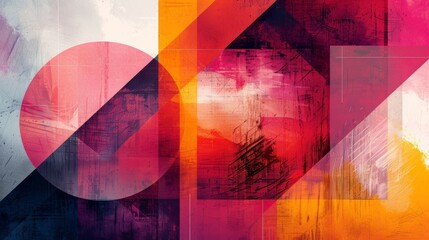 Aufkleber - Abstract geometric shapes merging into one another.