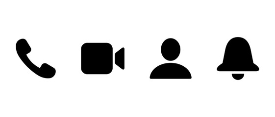 Poster - Audio call, video camera, profile avatar, and notification bell icon. Social media communication elements