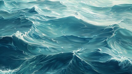 Close-up of gentle waves in a tropical setting, where the water shifts seamlessly from light to deep aqua, mimicking the natural gradient found in ocean depths. 