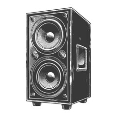 Wall Mural - a music speakers with old engraving style