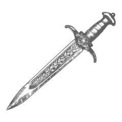 Wall Mural - ancient dagger weapon with old engraving style