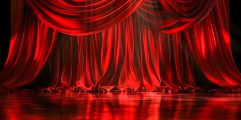 Wall Mural - Opulent red silk theater curtains for a sophisticated cinema or opera hall. Concept Theater Curtains, Red Silk, Opulent Decor, Cinema Hall, Opera Hall