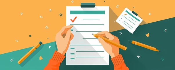 Picture a flat design of an employee feedback form