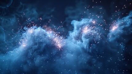 Wall Mural - a blue sky with a lot of smoke and fire