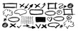 © Vitalii - Black highlighter marker lines, scribble , rectangles and  oval frames, underline arrows, cross and check symbol. Highlighter oval frame and hand drawn doodles vector set