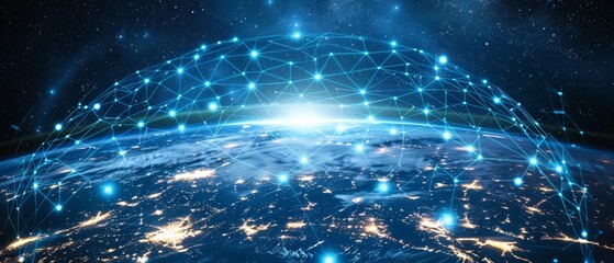 global world network and telecommunication connection concept