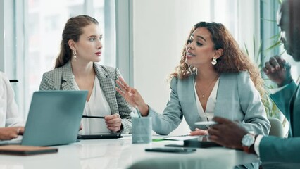 Canvas Print - Coaching, meeting and vision with business people in boardroom of office for upskill development. Collaboration, planning and talking with colleague team in workplace together for workshop seminar