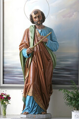 Wall Mural - Statue of Saint Joseph on the altar of Saint Joseph in the Good Shepherd Parish Church in Brestje, Croatia