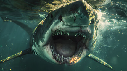 A shark with its mouth widely open