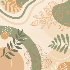 Aufkleber - Design banner frame background .Colorful poster background vector illustration.Exotic plants, branches,art print for beauty, fashion and natural products,wellness, wedding and event.