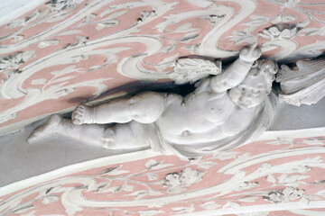 Wall Mural - Angel, stucco on the ceiling of the Church of St. Catherine of Alexandria in Zagreb, Croatia