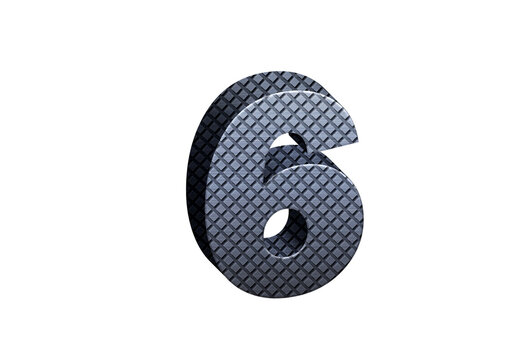 3d Steel Numbers, Alphabet Number Six made of stainless steel material, high-resolution image of 3d font, ready to use for graphic design purposes