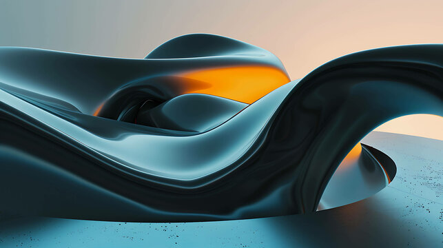 3D rendering of a smooth, abstract shape with a glossy, metallic surface.