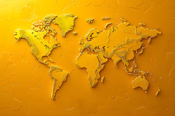 Sticker - A yellow background features a map of the world in its center