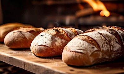 Canvas Print - Freshly baked bread, AI Generated