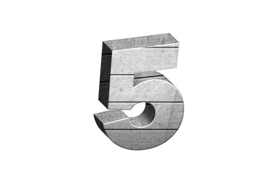 3d Steel Numbers, Alphabet Number Five made of stainless steel material, high-resolution image of 3d font, ready to use for graphic design purposes