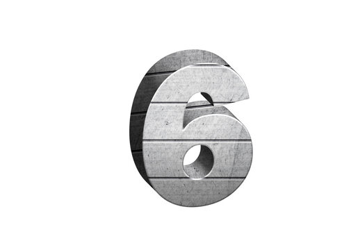 3d Steel Numbers, Alphabet Number Six made of stainless steel material, high-resolution image of 3d font, ready to use for graphic design purposes