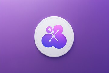 Sticker - Minimalist vector icon of a purple molecular structure on a white background, emphasizing simplicity and modern scientific design