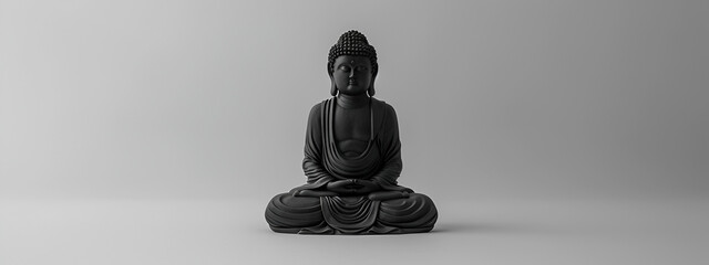 Canvas Print - black and white statue of buddha