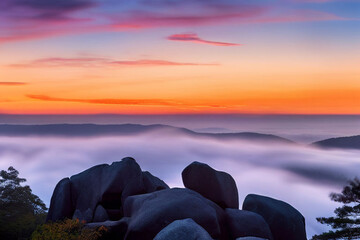 Canvas Print - sunset over the mountains