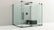 © G.Go - Modern glass shower enclosure with a frameless design, isolated on a white studio background
