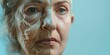 © Stitch - Comparison between old wrinkled skin and young smooth skin, close-up face of woman and grandmother, aging process