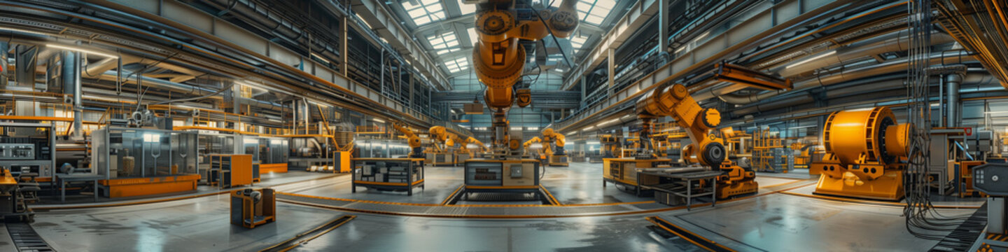 Robotic production line in a factory