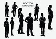 © Elenor Design - Doctor silhouette collection. Medical officer silhouette vector illustration isolated on a white background.