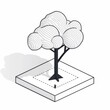 illustration Model Clean line art icon representing a tree with basic shapes
