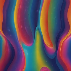 Wall Mural - Liquid shapes abstract holographic 3D wavy background Generative AI 