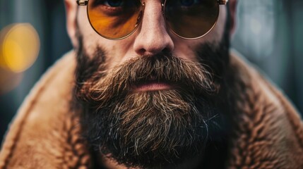 Wall Mural - Close up view of stylish bearded man