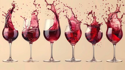 Wall Mural - Delicious red wine splash isolated on a transparent background. 