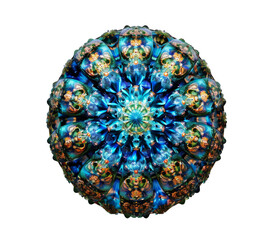 Wall Mural - Intricate blue fractal sphere on transparent background