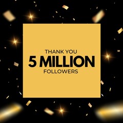 Sticker - 5 Million Followers thank you friends for one millions follower celebration with gold confetti