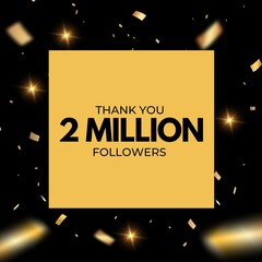 Sticker -  2 Million Followers thank you friends for one millions follower celebration with gold confetti