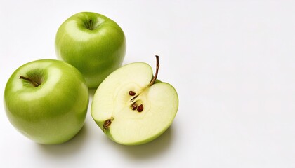 Wall Mural - green, sour Granny smith apple - M. domestica × M. sylvestris - light green skin and crisp, juicy flesh. The flavor is tart and acidic used in baking. isolated on white background