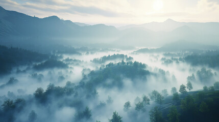 Wall Mural - mountains in the fog
