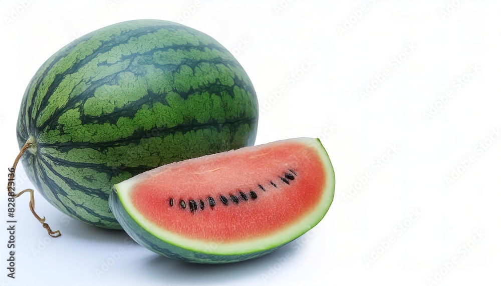 watermelon - Citrullus lanatus - isolated on a white background. Green ...