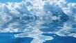 © 2rogan - Reflection of white clouds and blue sky on undulating blue water