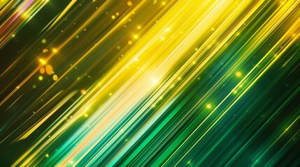 Poster - Digital artwork with a dynamic, abstract design. The main visual elements include diagonal stripes that transition from green to yellow, with a gradient effect