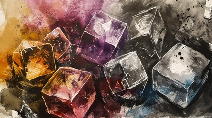 Poster - Vibrant 3D Geometric Shapes Playfully Scattered in Photographic Composition