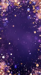 Wall Mural - golden blank frame background with confetti glitter and sparkles with space for design product or text