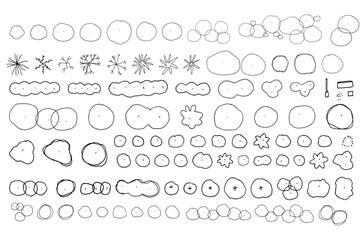 Poster - doodle Vector tree top view isolated on white background for landscape plan and architecture layout drawing, elements for environment and garden