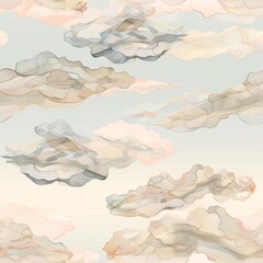 Wall Mural - Abstract Pastel Hued Cloud Formations on Textured Background