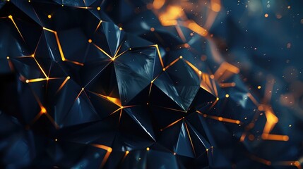 Wall Mural - abstract background black dark low poly triangles geometric shapes technical science wallpaper Dark Modern Blended Template Luxury Premium Corporate Abstract Design Template Banner 