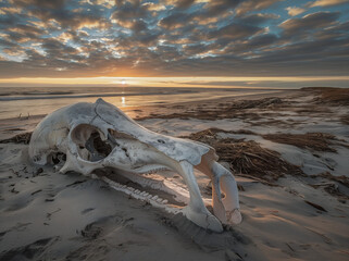 Wall Mural - gigantic skull in the beach