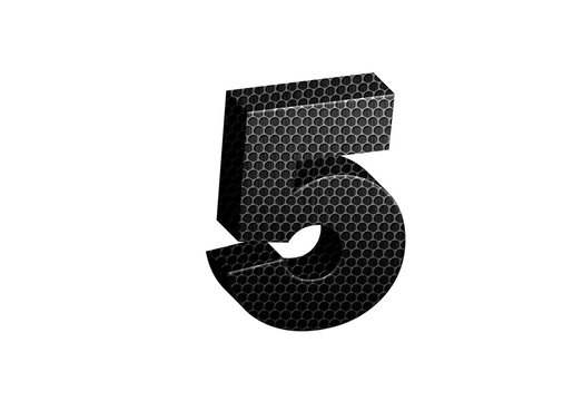 3d Steel Numbers, Alphabet Number Five made of stainless steel material, high-resolution image of 3d font, ready to use for graphic design purposes