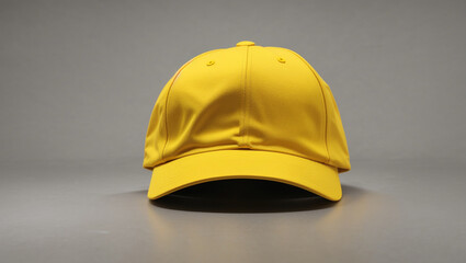yellow baseball cap on gray background