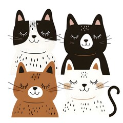 Watercolor cute cats